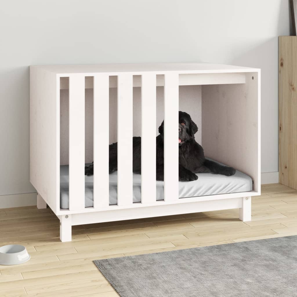 vidaXL Domek dla psa, biały, 90x60x67 cm, lite drewno sosnowe
