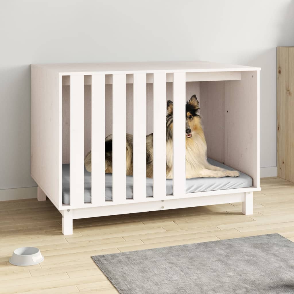 vidaXL Domek dla psa, biały, 100x70x72 cm, lite drewno sosnowe