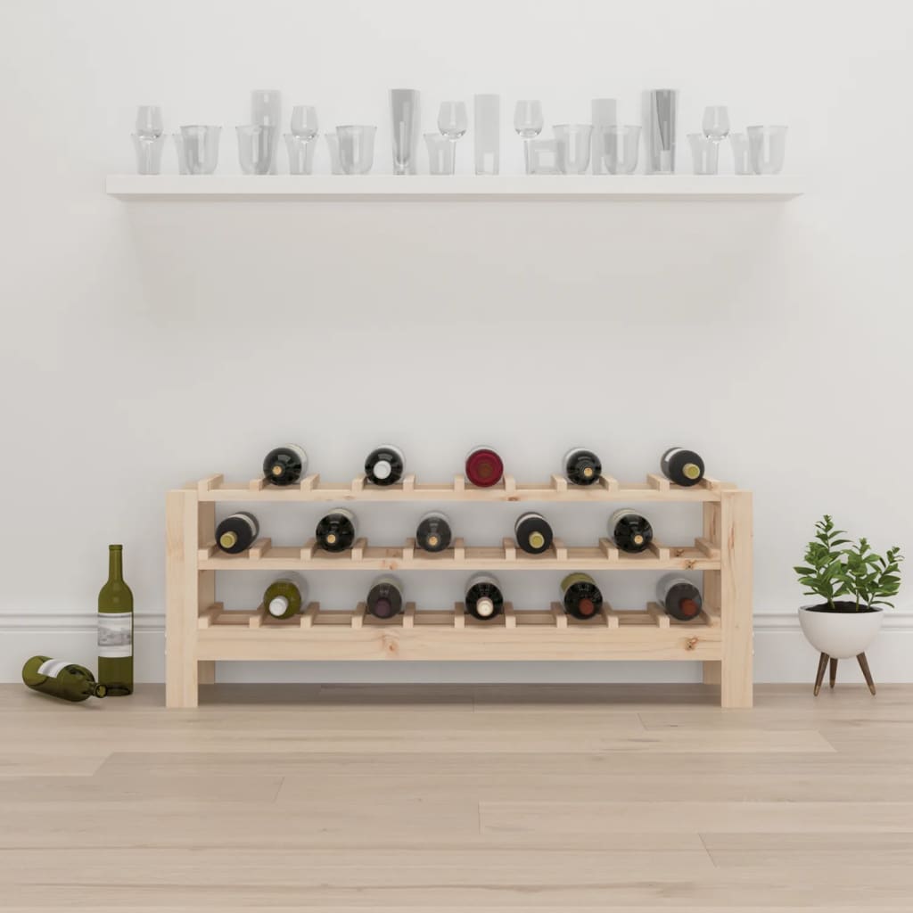 vidaXL Stojak na wino, 109,5x30x42 cm, lite drewno sosnowe