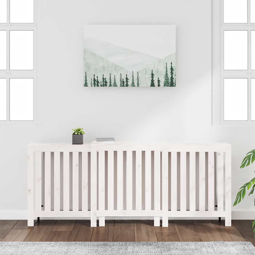 vidaXL Osłona grzejnika, biała, 210x21x85 cm, lite drewno sosnowe