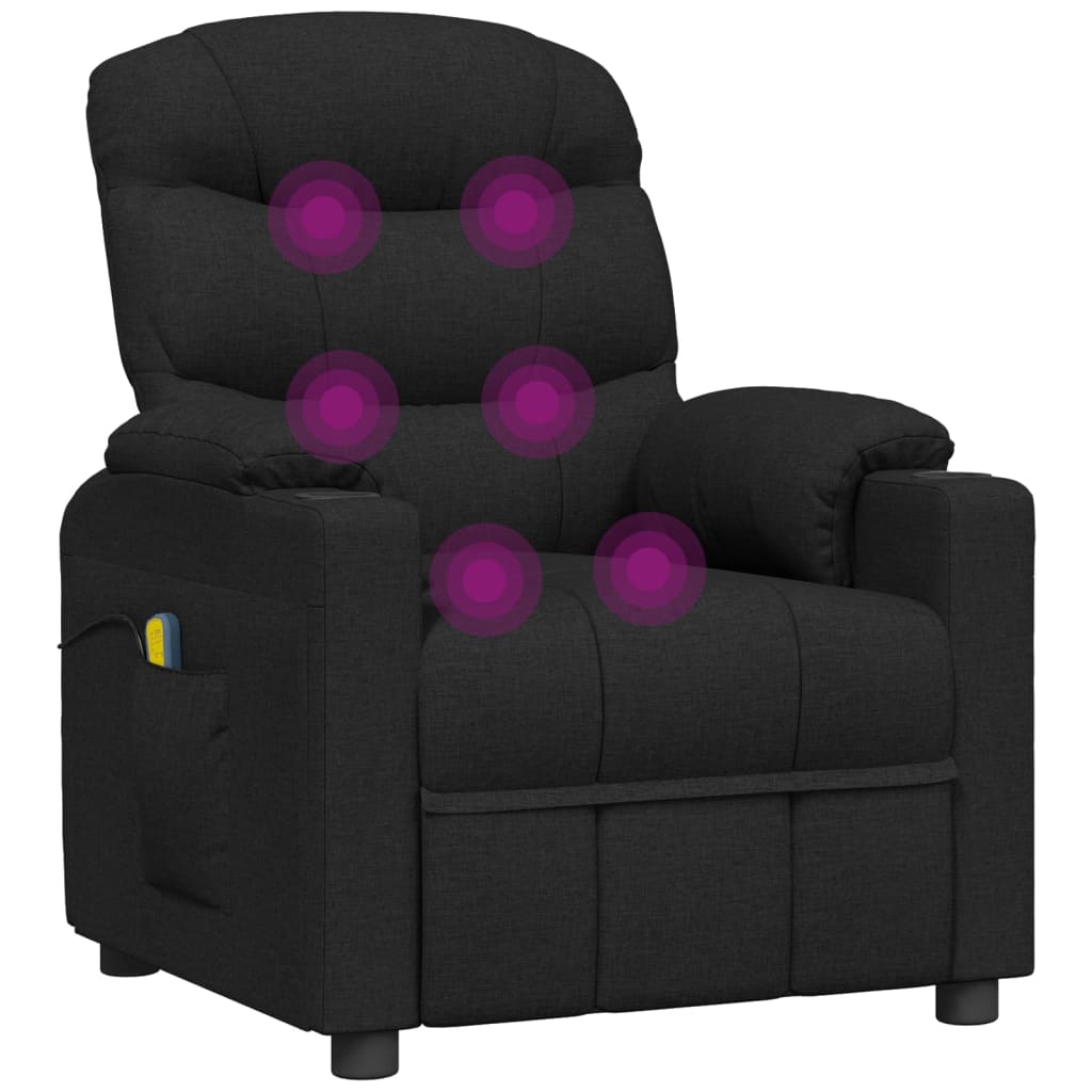 vidaXL Elektryczny fotel masujący, czarny, tkanina