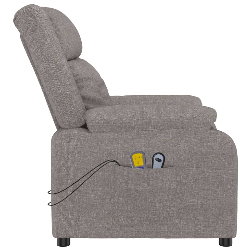 vidaXL Elektryczny fotel masujący, taupe, tkanina