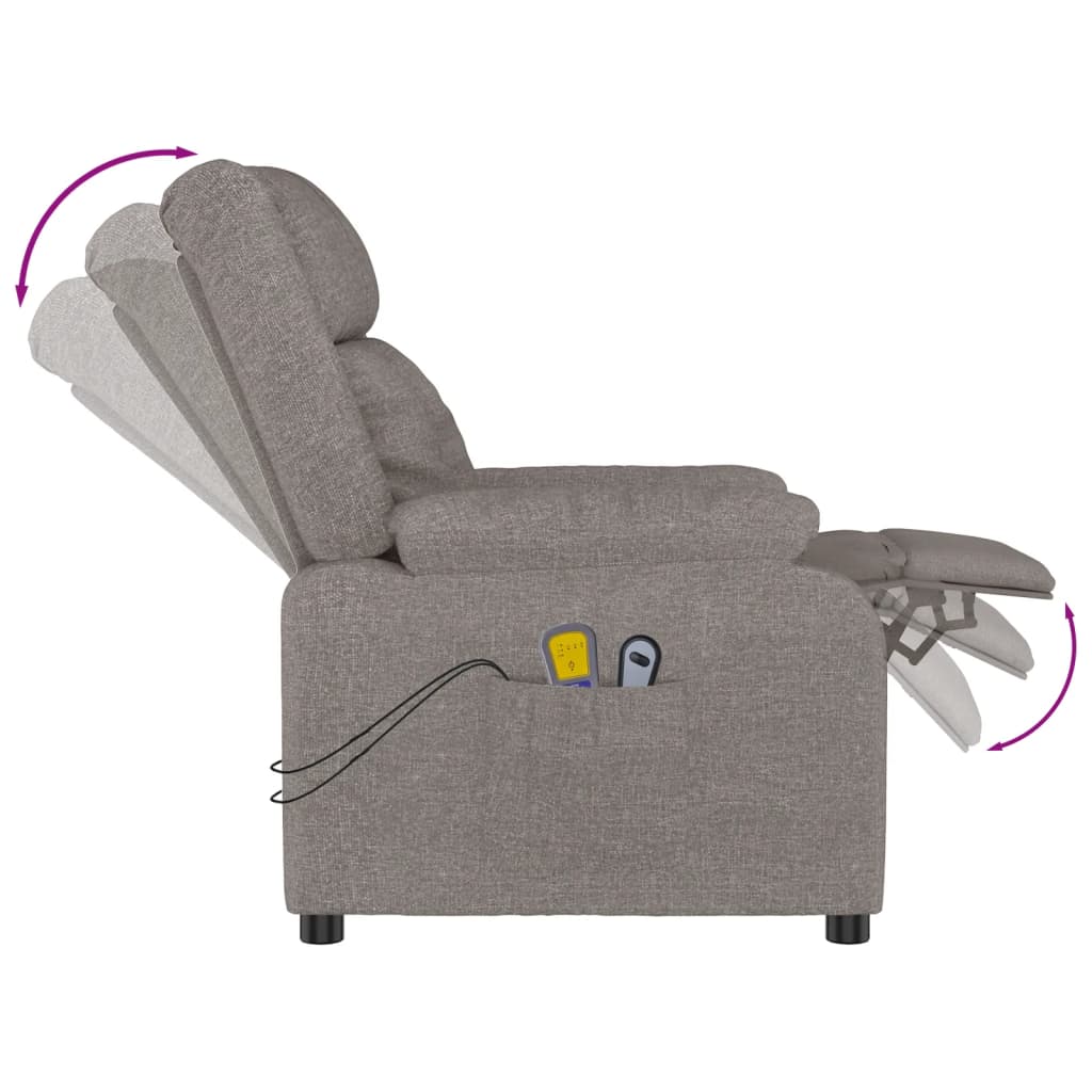 vidaXL Elektryczny fotel masujący, taupe, tkanina
