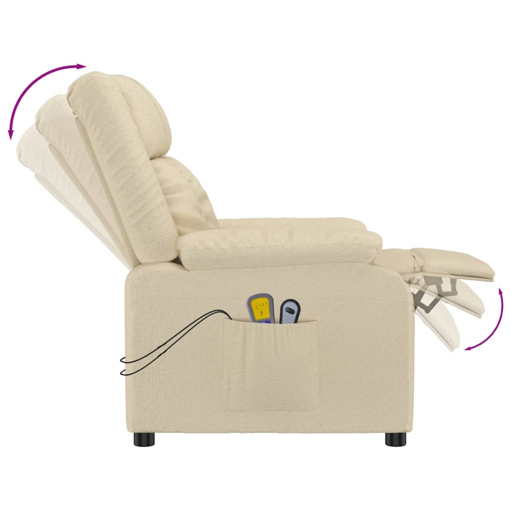 vidaXL Elektryczny fotel masujący, kremowy, tkanina