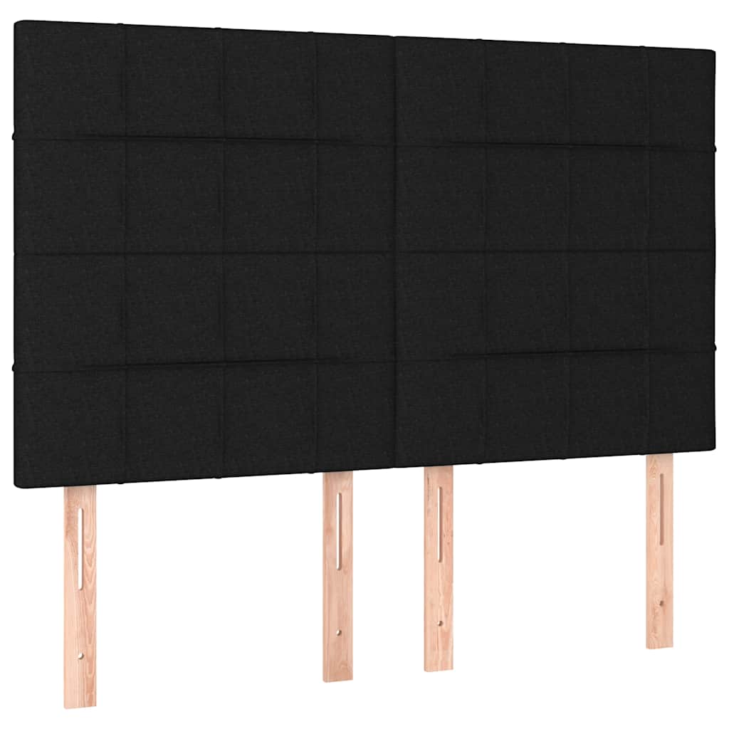 vidaXL Łóżko kontynentalne z materacem, czarne, tkanina 140x200 cm