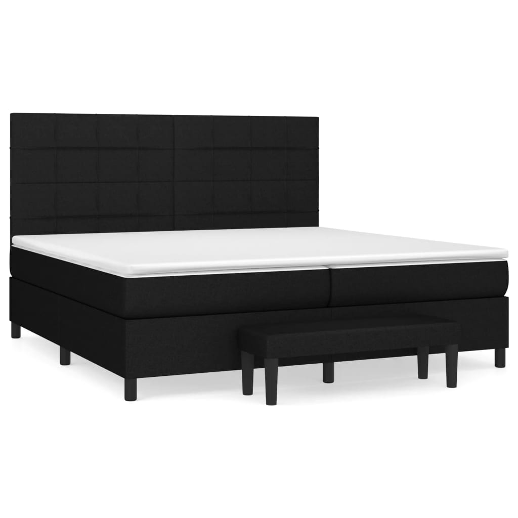 vidaXL Łóżko kontynentalne z materacem, czarne, tkanina, 200x200 cm