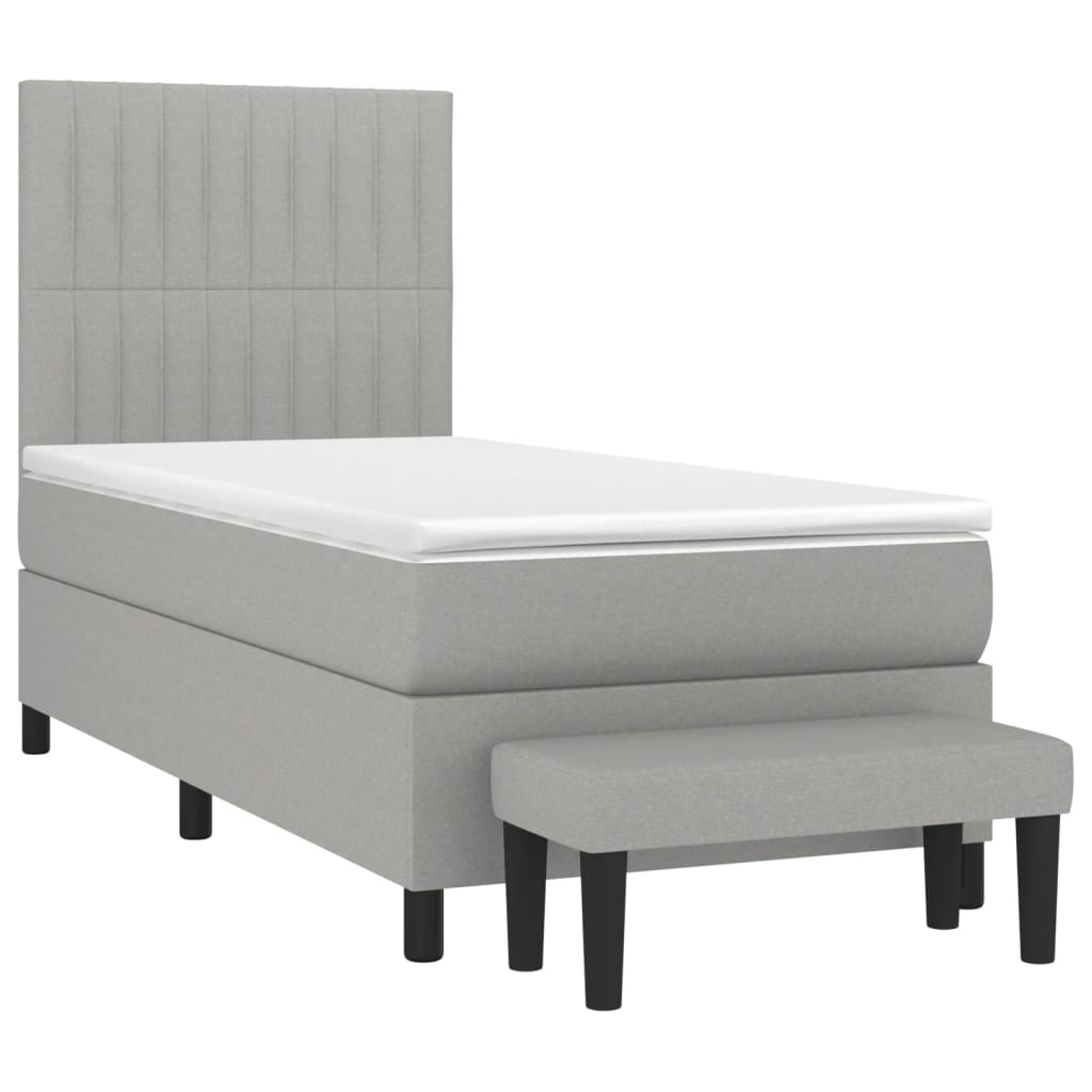 vidaXL Łóżko kontynentalne z materacem, jasnoszare, tkanina, 80x200 cm