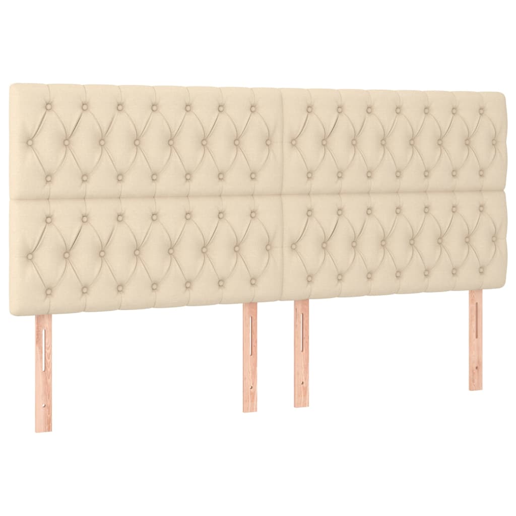 vidaXL Łóżko kontynentalne z materacem, kremowe, tkanina, 200x200 cm