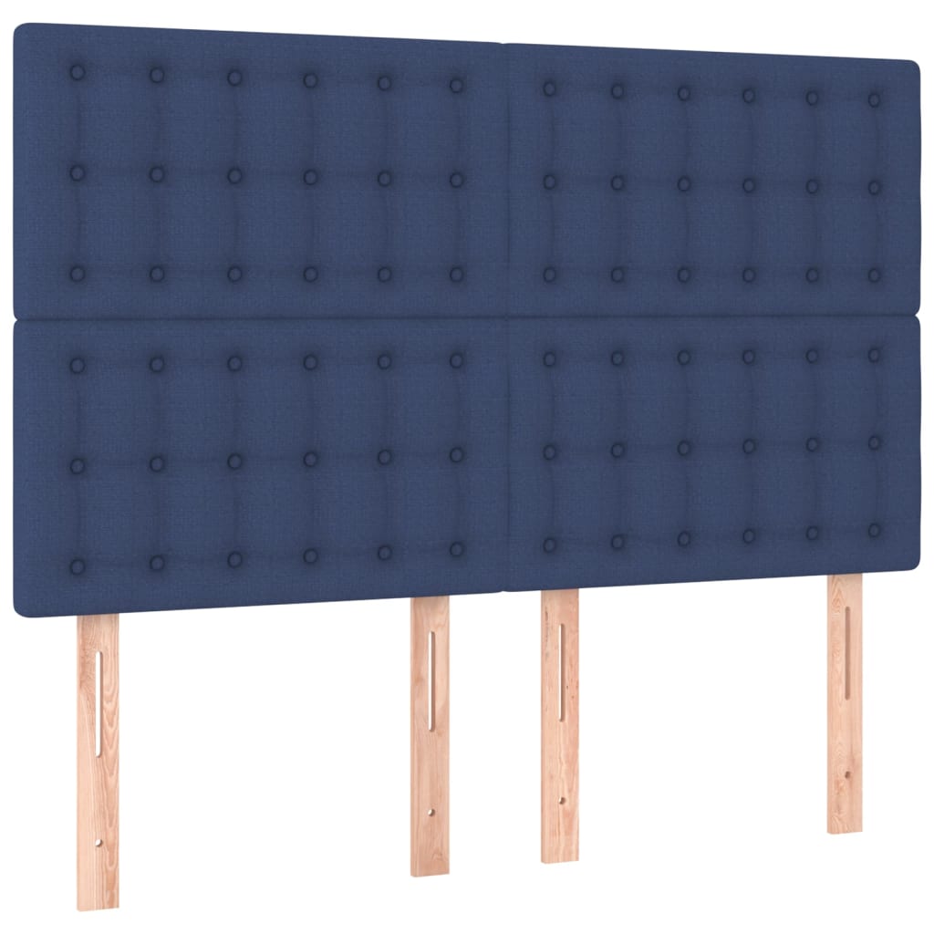 vidaXL Łóżko kontynentalne z materacem, niebieskie, tkanina 140x190 cm