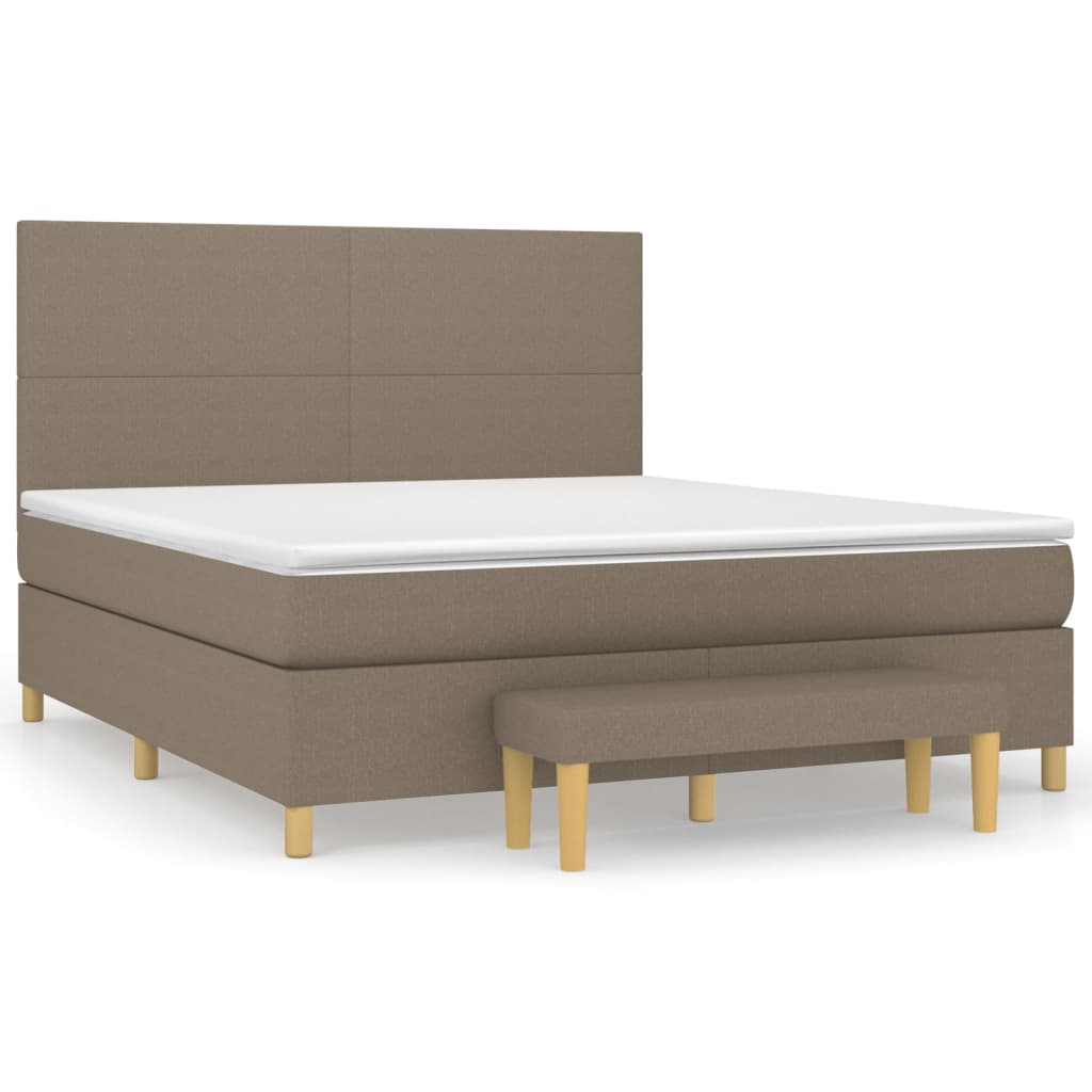 vidaXL Łóżko kontynentalne z materacem, taupe, tkanina, 160x200 cm