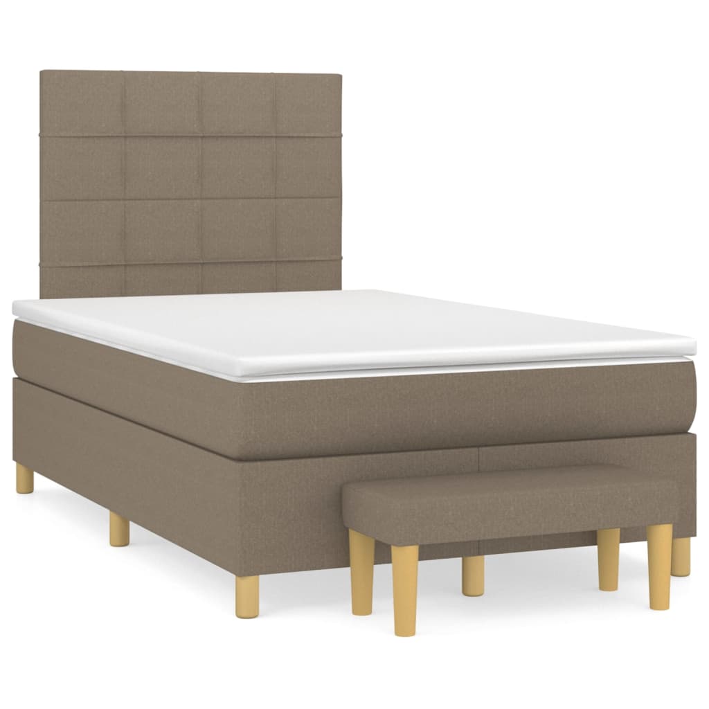 vidaXL Łóżko kontynentalne z materacem, taupe, tkanina, 120x200 cm