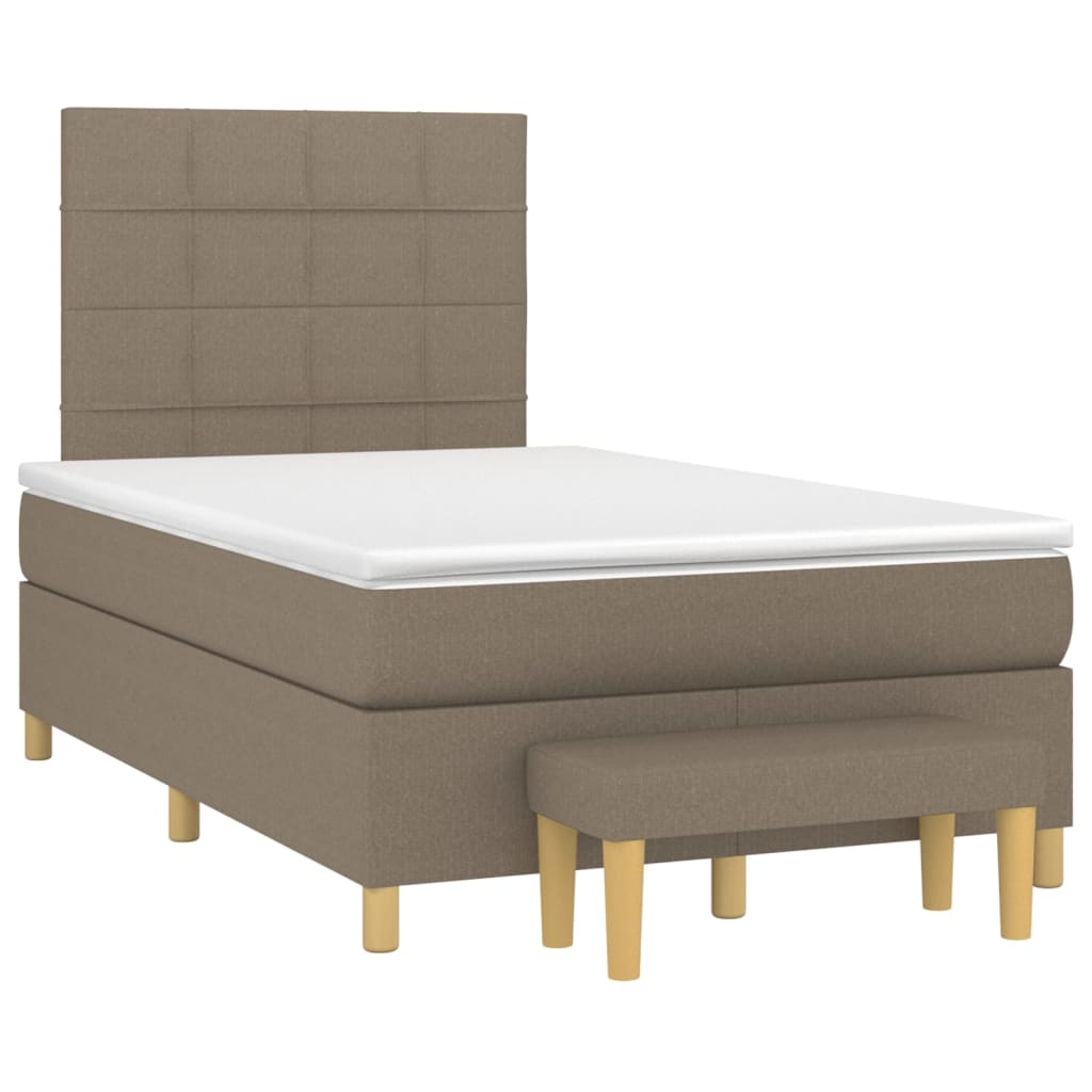 vidaXL Łóżko kontynentalne z materacem, taupe, tkanina, 120x200 cm