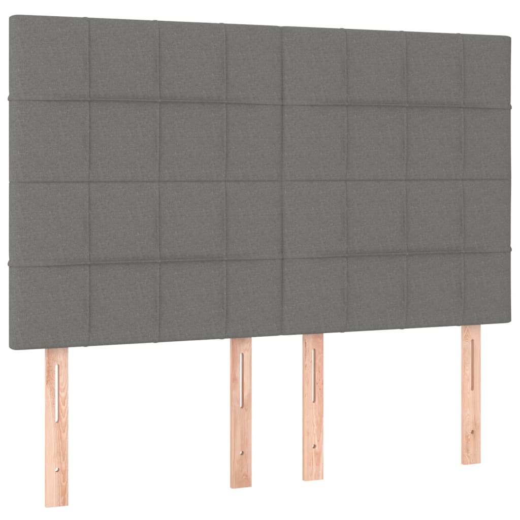 vidaXL Łóżko kontynentalne z materacem, ciemnoszara tkanina 140x190 cm