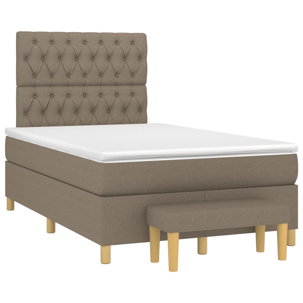 vidaXL Łóżko kontynentalne z materacem, taupe, tkanina, 120x200 cm