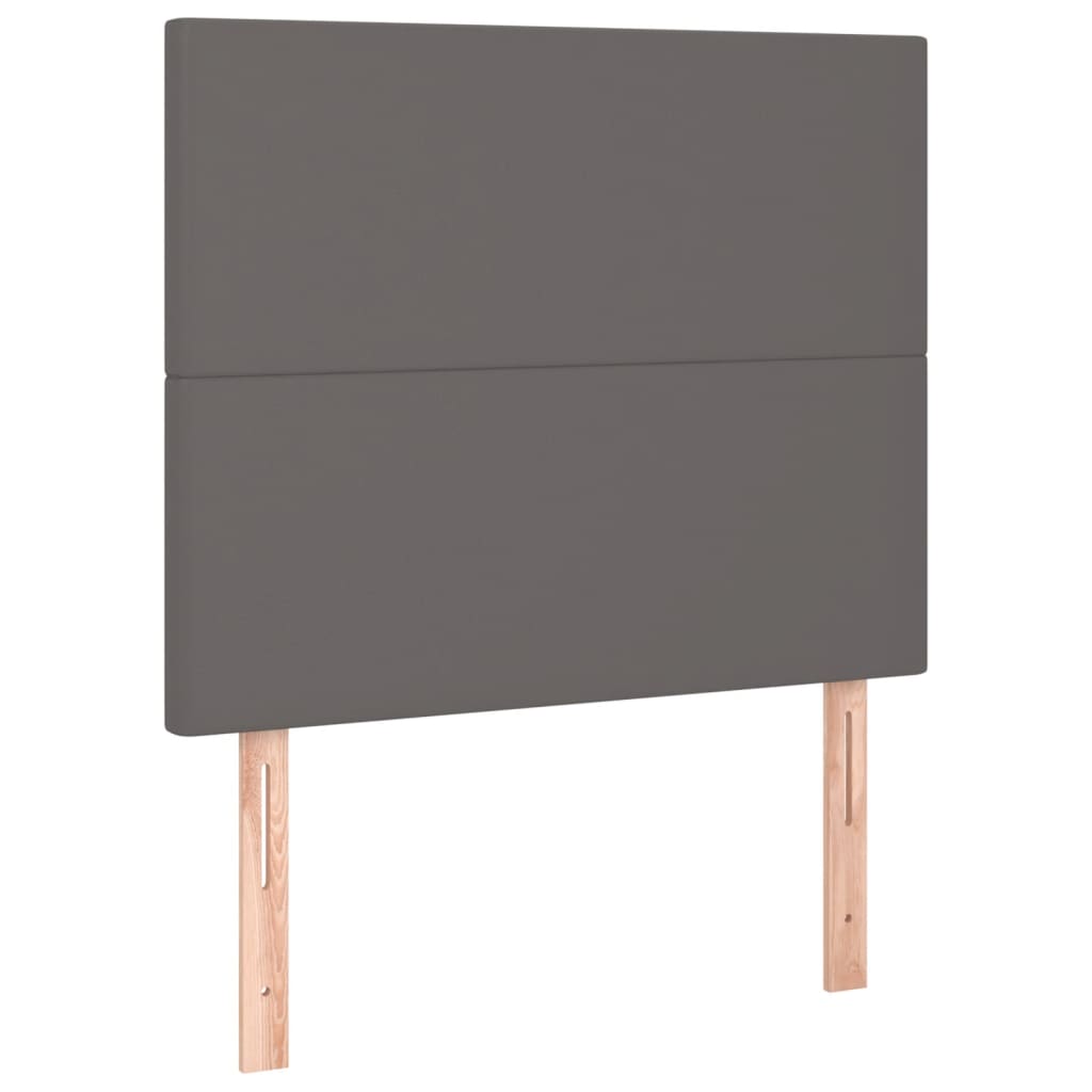 vidaXL Łóżko kontynentalne z materacem, szare, ekoskóra 100x200 cm
