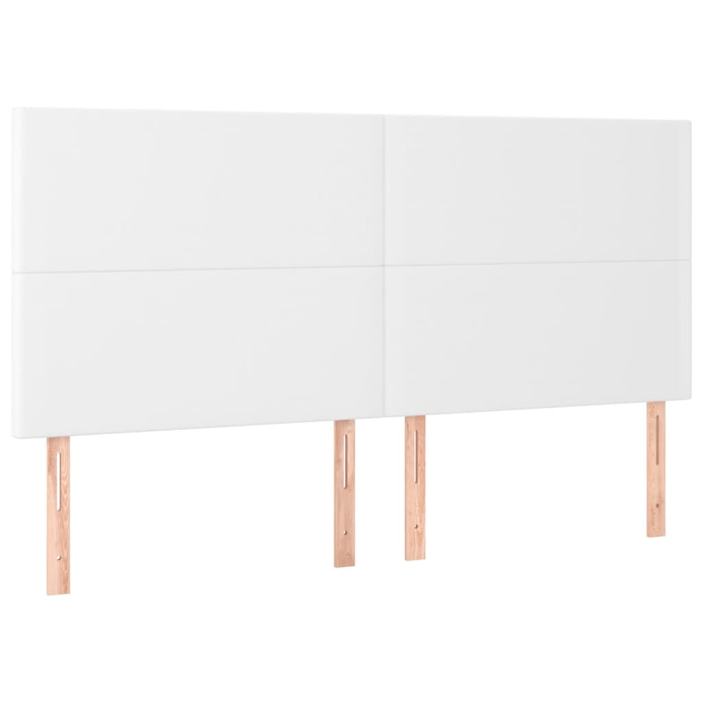 vidaXL Łóżko kontynentalne z materacem, białe, ekoskóra 200x200 cm