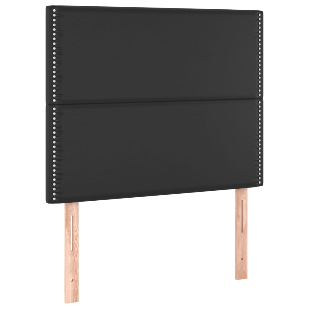 vidaXL Łóżko kontynentalne z materacem, czarne, ekoskóra 90x190 cm