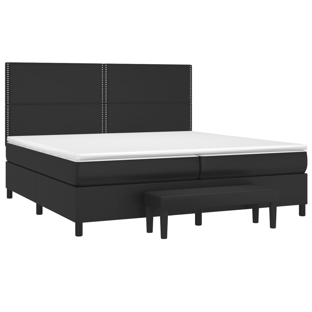 vidaXL Łóżko kontynentalne z materacem, czarne, ekoskóra 200x200 cm