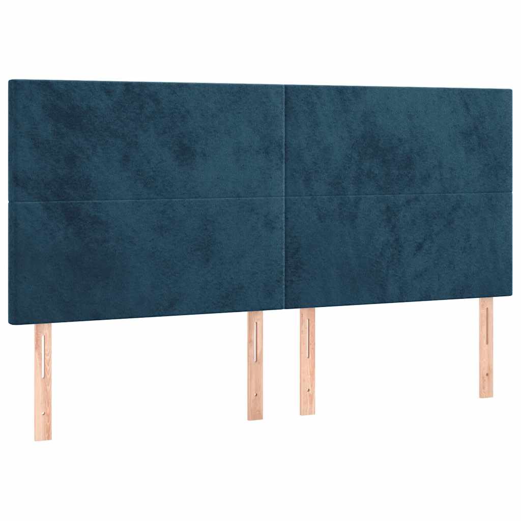 vidaXL Łóżko kontynentalne z materacem, niebieskie, aksamit, 200x200cm