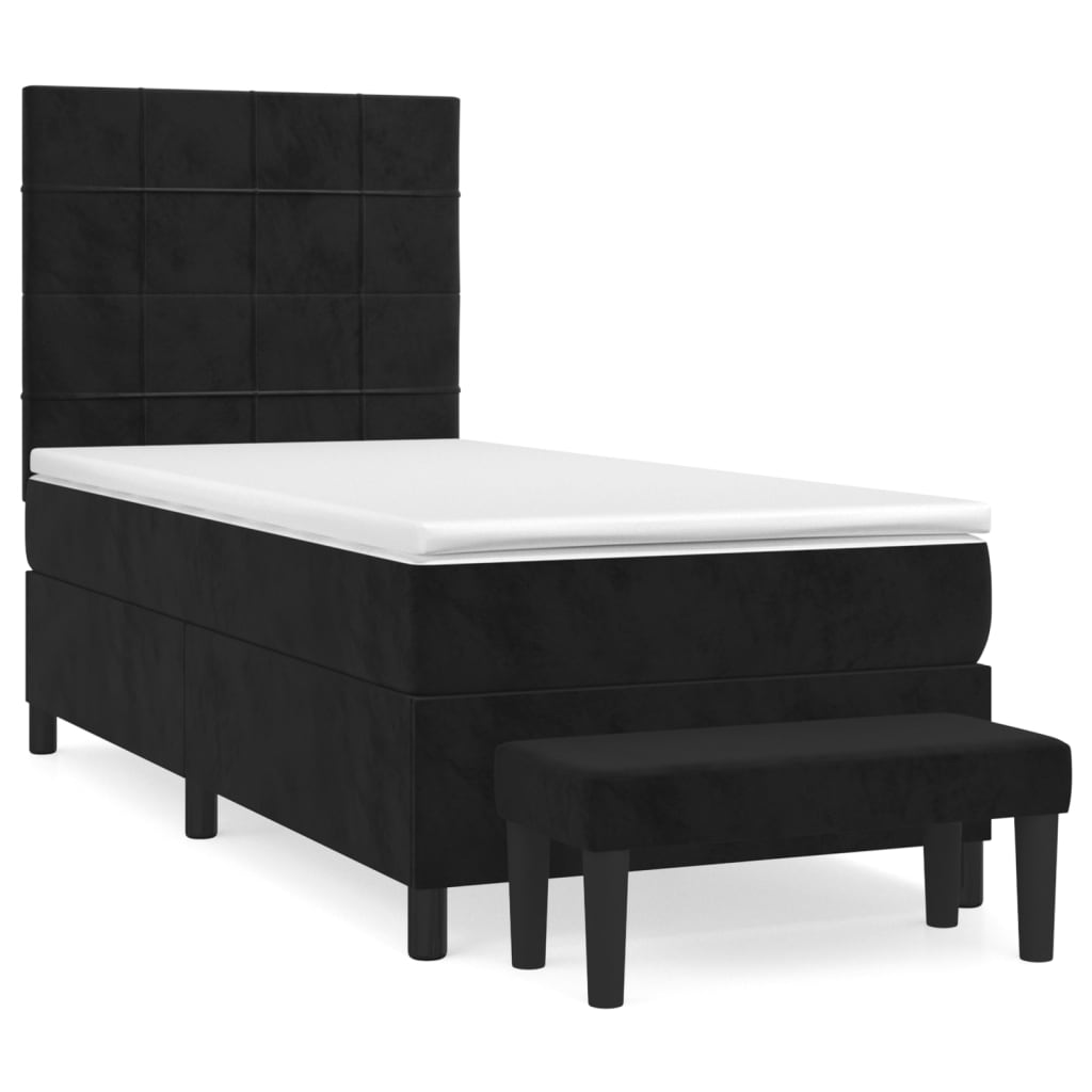 vidaXL Łóżko kontynentalne z materacem, czarne, aksamit 80x200 cm