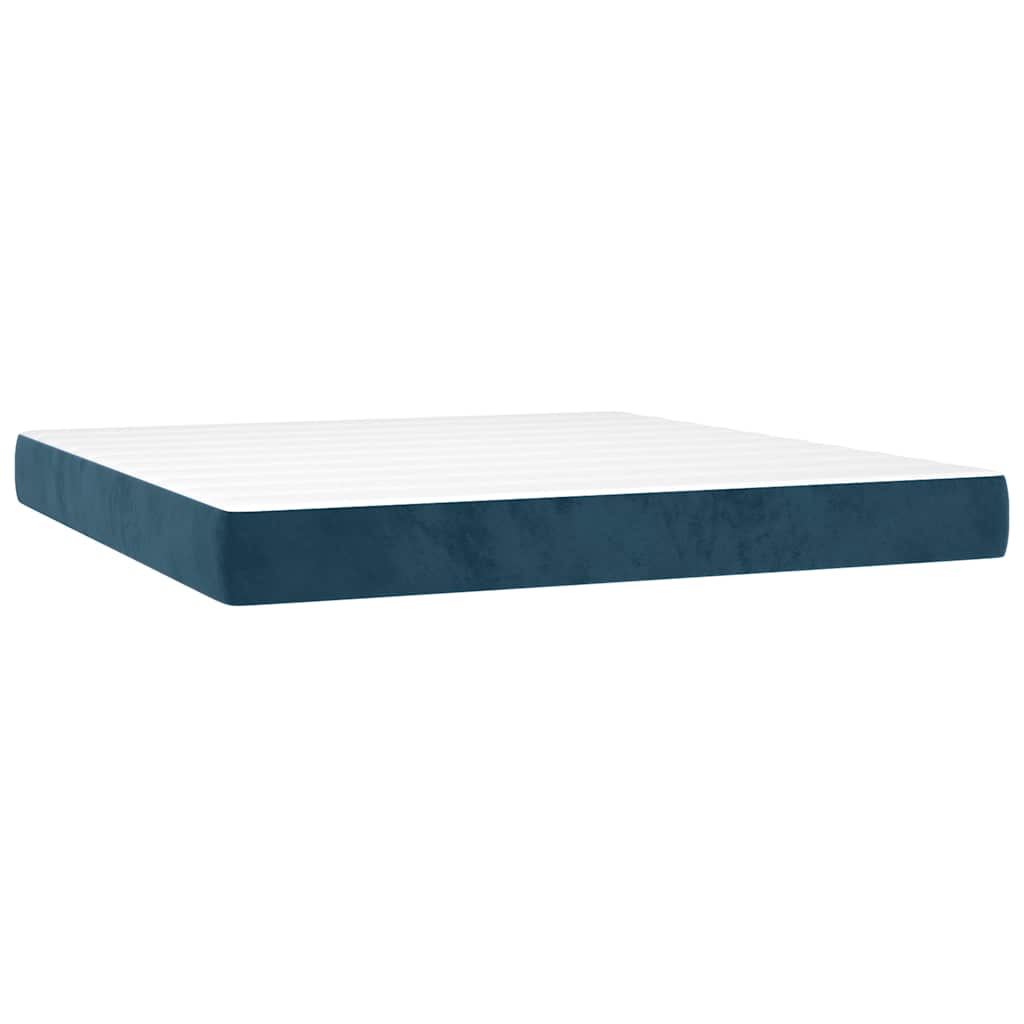 vidaXL Łóżko kontynentalne z materacem, ciemnoniebieskie, 160x200 cm