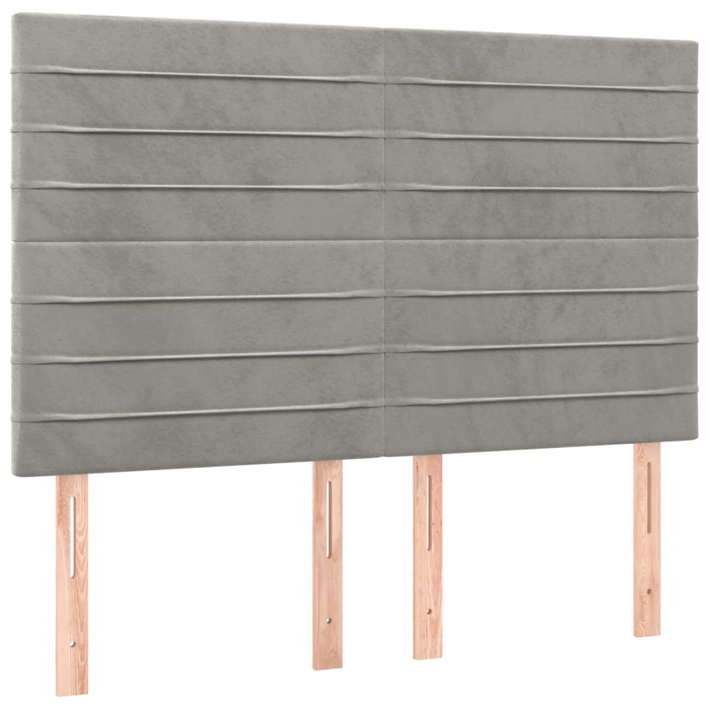vidaXL Łóżko kontynentalne z materacem, jasnoszare, aksamit, 140x190cm