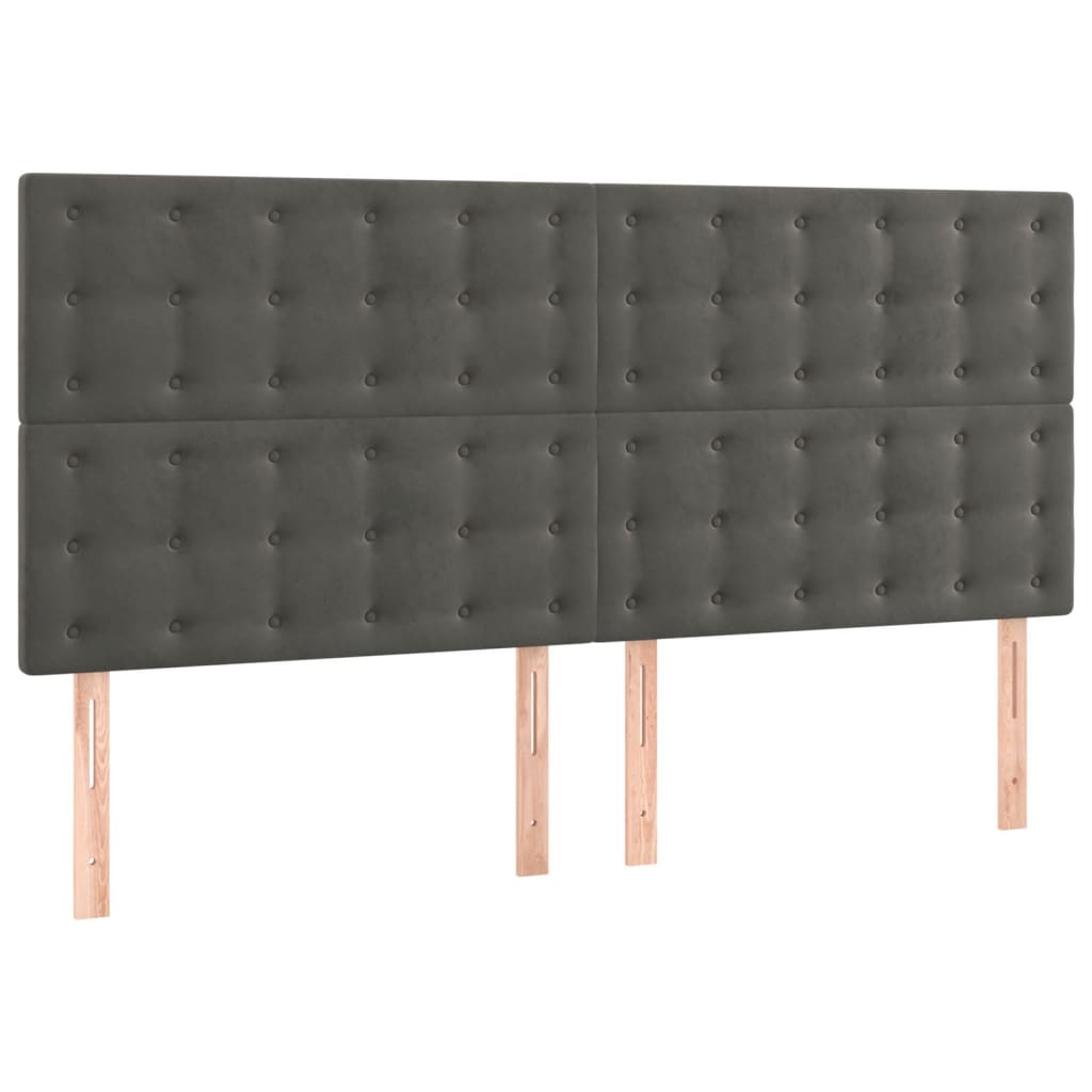 vidaXL Łóżko kontynentalne z materacem, ciemnoszare, 160x200cm aksamit