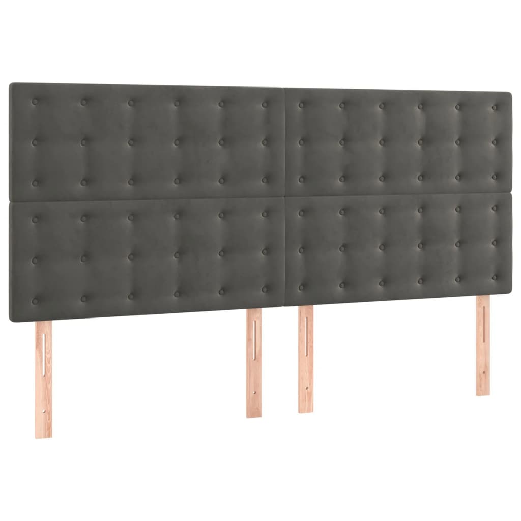 vidaXL Łóżko kontynentalne z materacem, ciemnoszare, 180x200cm aksamit