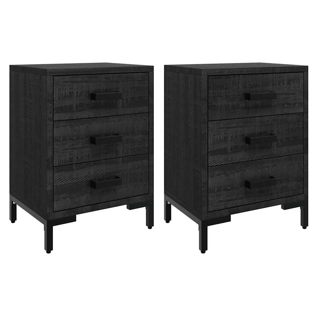 vidaXL Szafki nocne, 2 szt., czarne, 40x30x55 cm, lite drewno sosnowe