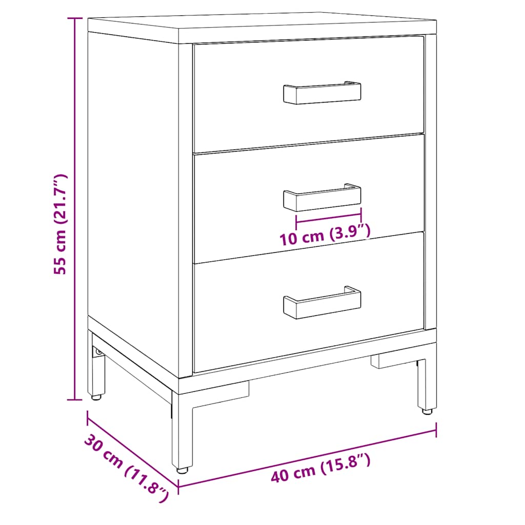 vidaXL Szafki nocne, 2 szt., czarne, 40x30x55 cm, lite drewno sosnowe