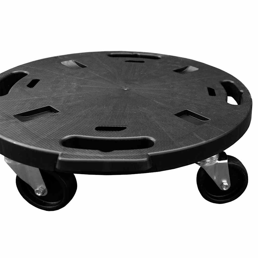 vidaXL Podstawki pod donicę, z kółkami, 3 szt., 40 cm, czarne, 275 kg