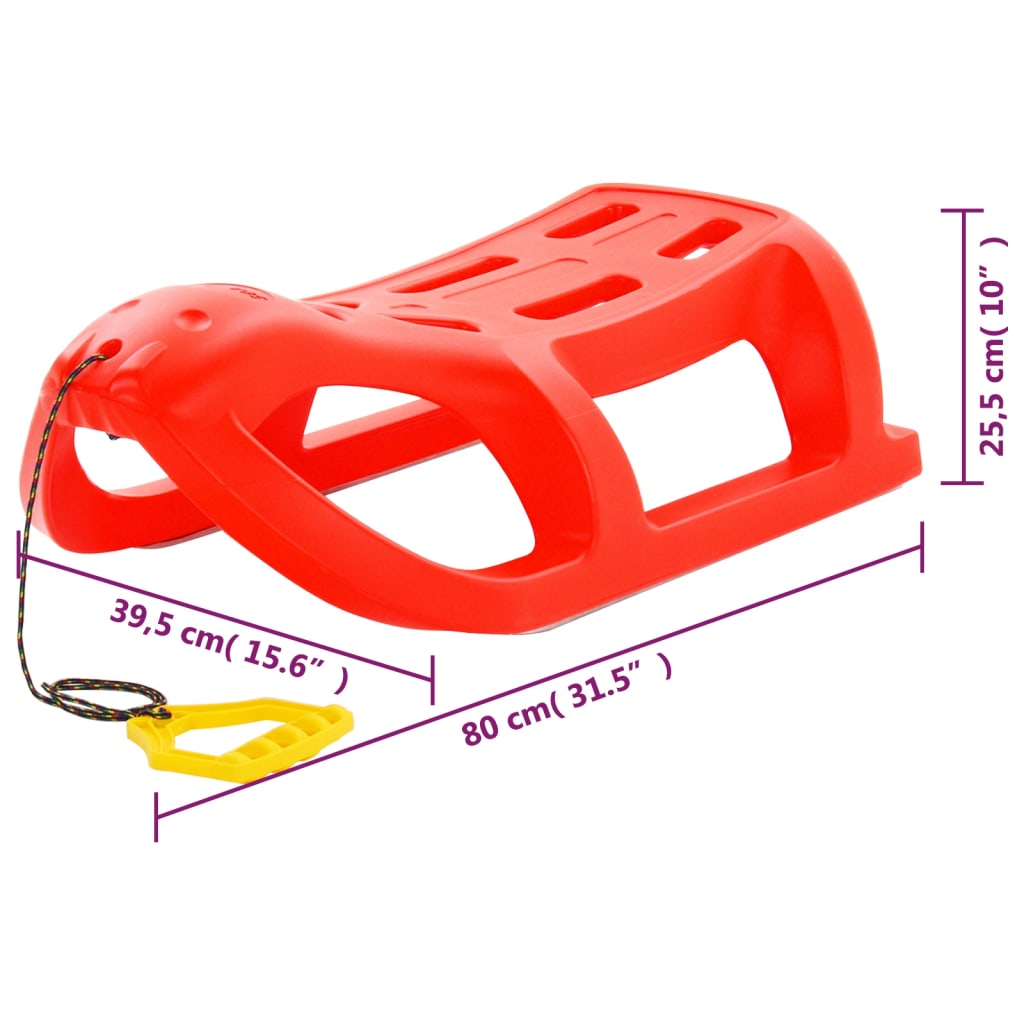 vidaXL Sanki, czerwone, 80x39,5x25,5 cm, polipropylen