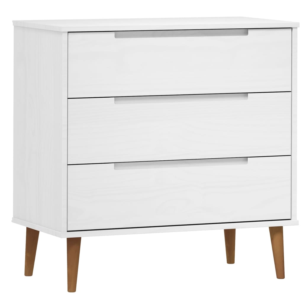 vidaXL Komoda MOLDE, biała, 80x40x80 cm, lite drewno sosnowe