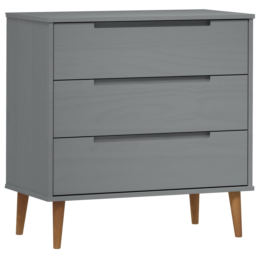 vidaXL Komoda MOLDE, szara, 80x40x80 cm, lite drewno sosnowe