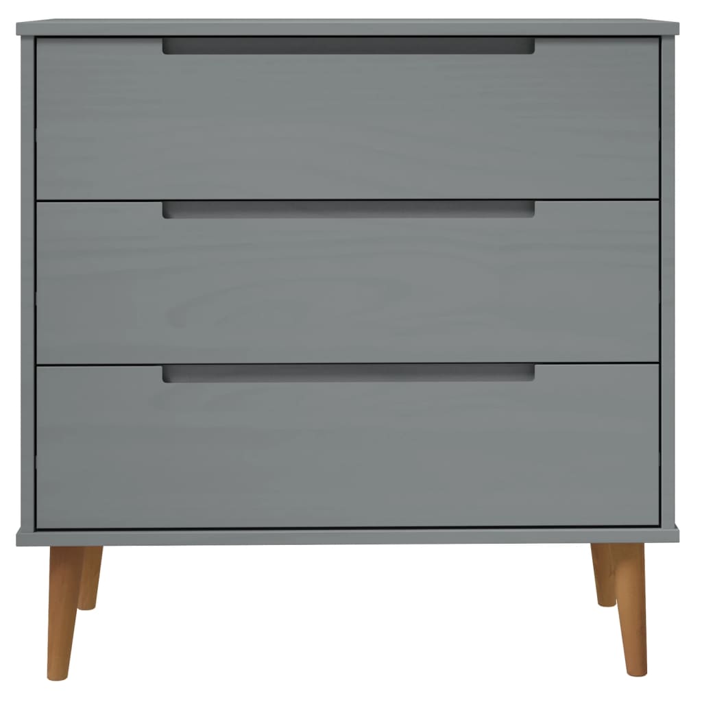 vidaXL Komoda MOLDE, szara, 80x40x80 cm, lite drewno sosnowe