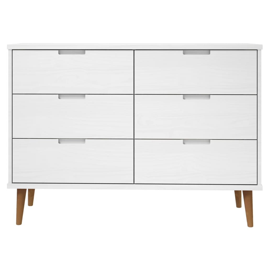 vidaXL Komoda MOLDE, biała, 113x40x80 cm, lite drewno sosnowe