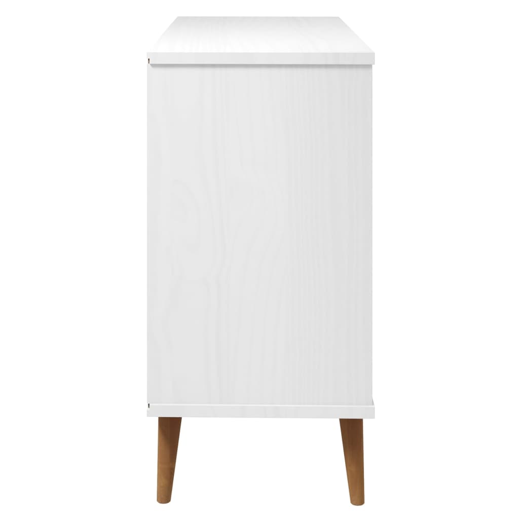 vidaXL Komoda MOLDE, biała, 113x40x80 cm, lite drewno sosnowe