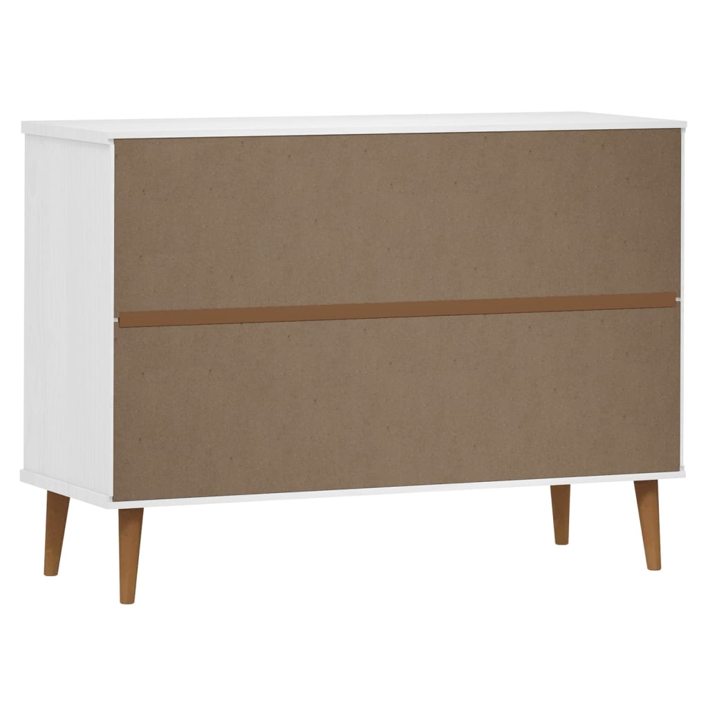 vidaXL Komoda MOLDE, biała, 113x40x80 cm, lite drewno sosnowe