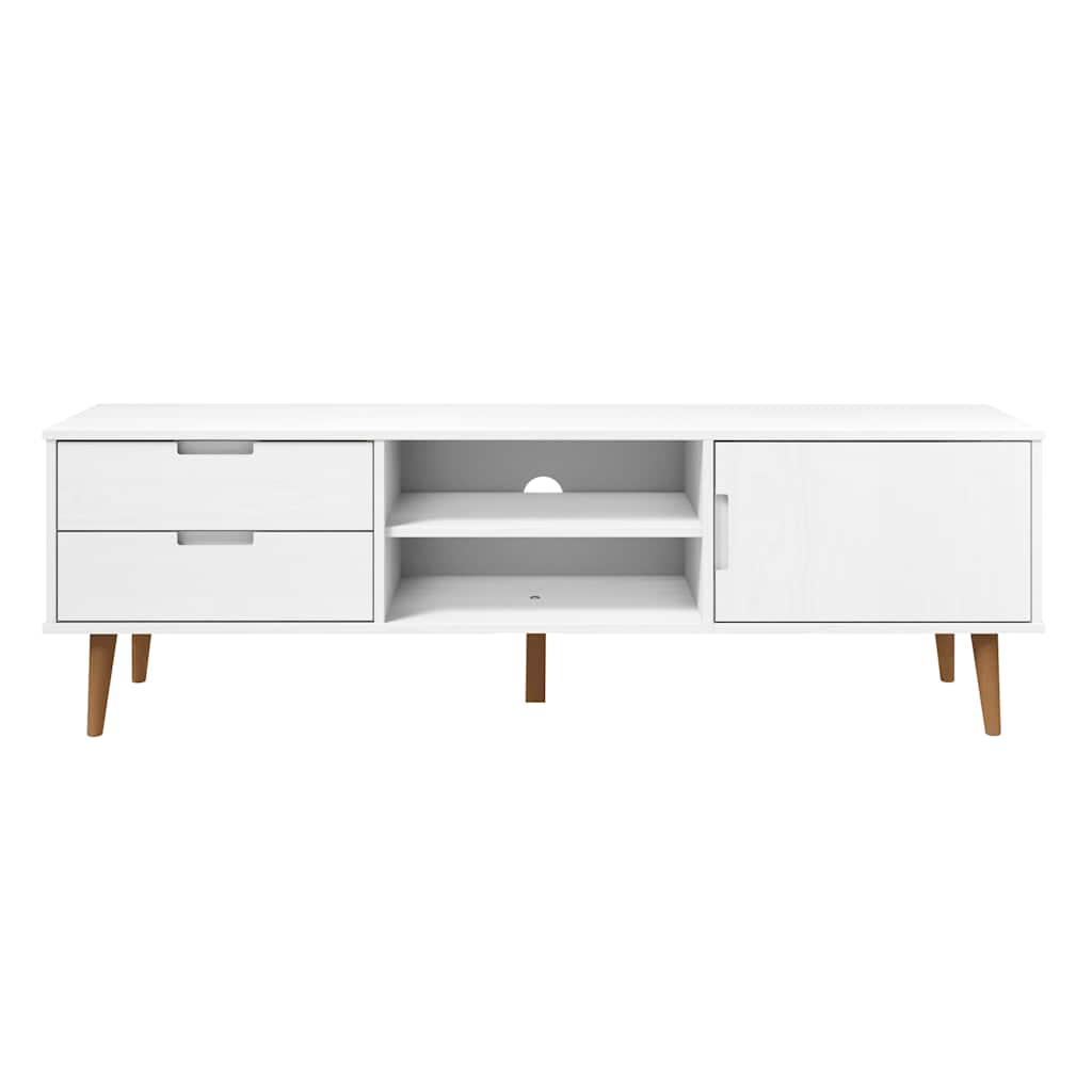 vidaXL Szafka TV MOLDE, biała, 158x40x49 cm, lite drewno sosnowe