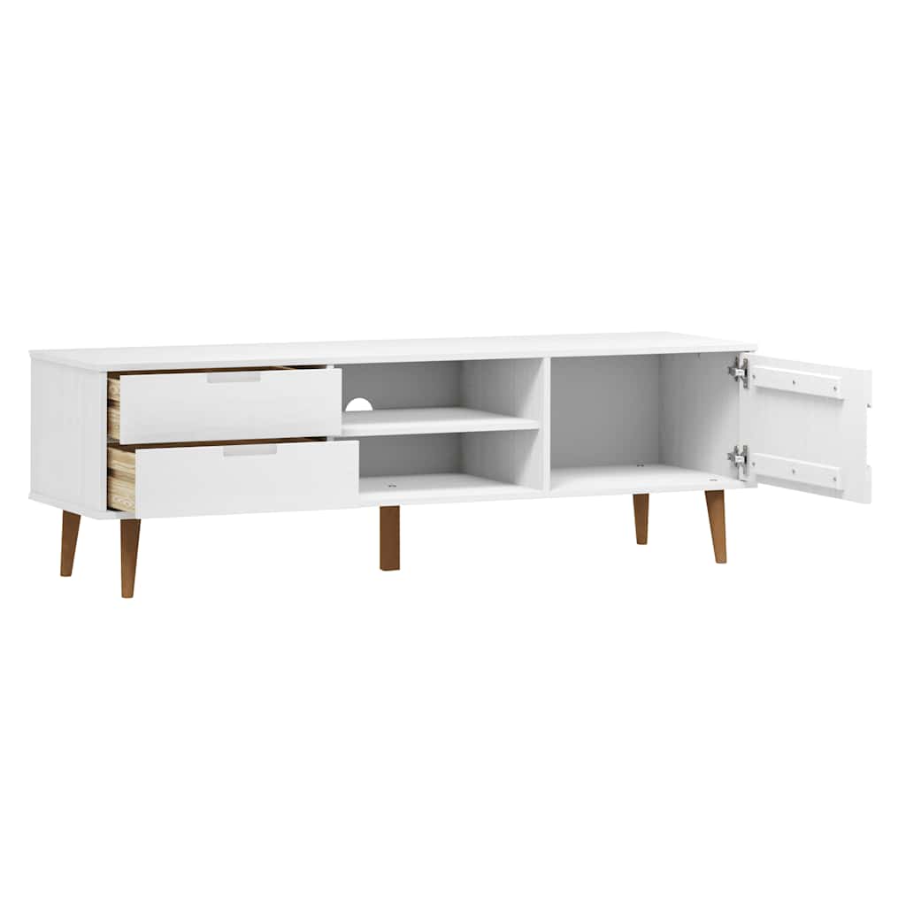 vidaXL Szafka TV MOLDE, biała, 158x40x49 cm, lite drewno sosnowe