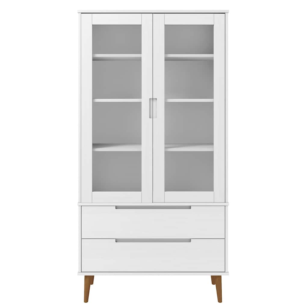 vidaXL Witryna z szufladami MOLDE, biała, 90x35x175 cm, lita sosna