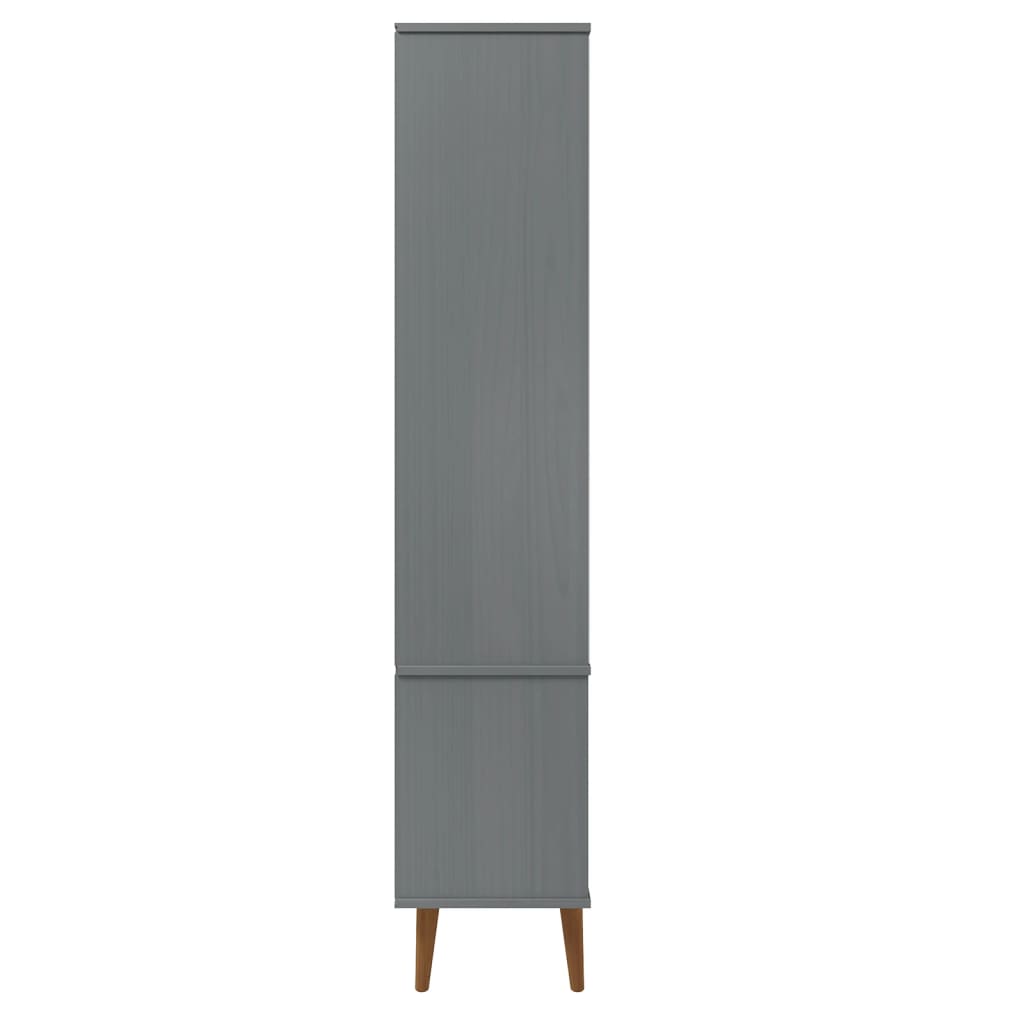 vidaXL Witryna z szufladami MOLDE, szara, 90x35x175 cm, lita sosna