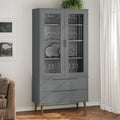 vidaXL Witryna z szufladami MOLDE, szara, 90x35x175 cm, lita sosna