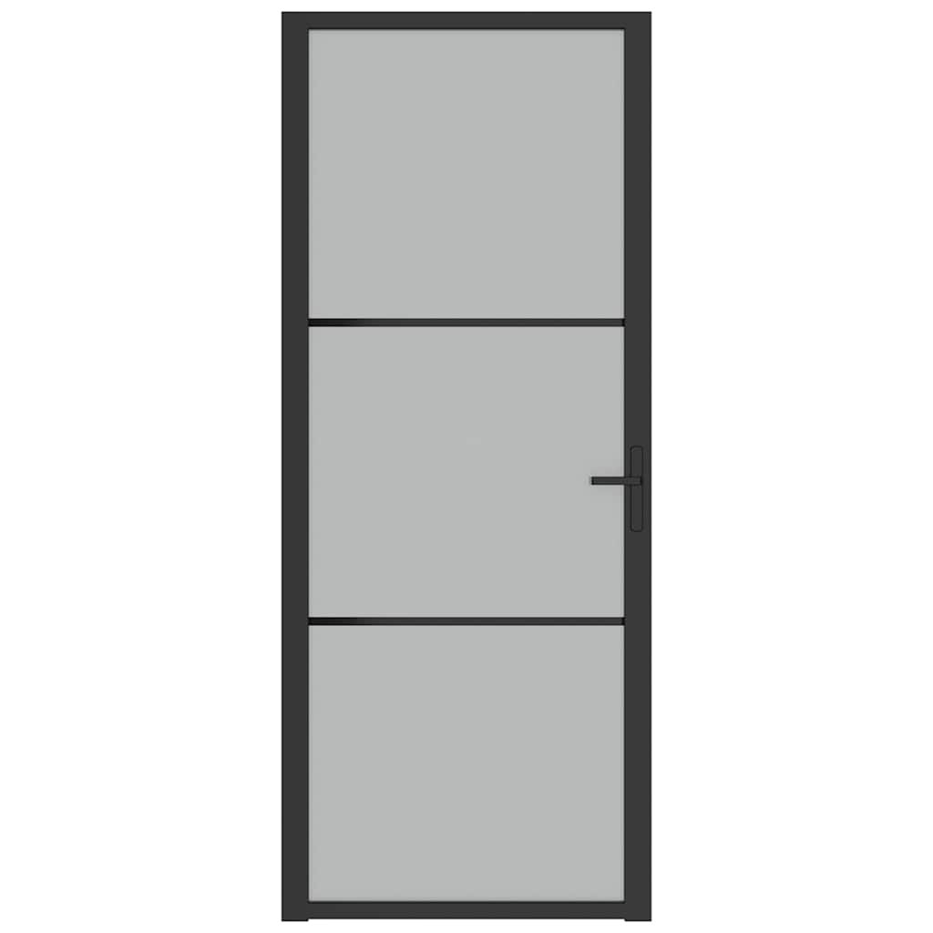 vidaXL Drzwi wewnętrzne, 83x201,5 cm, czarne, matowe szkło i aluminium