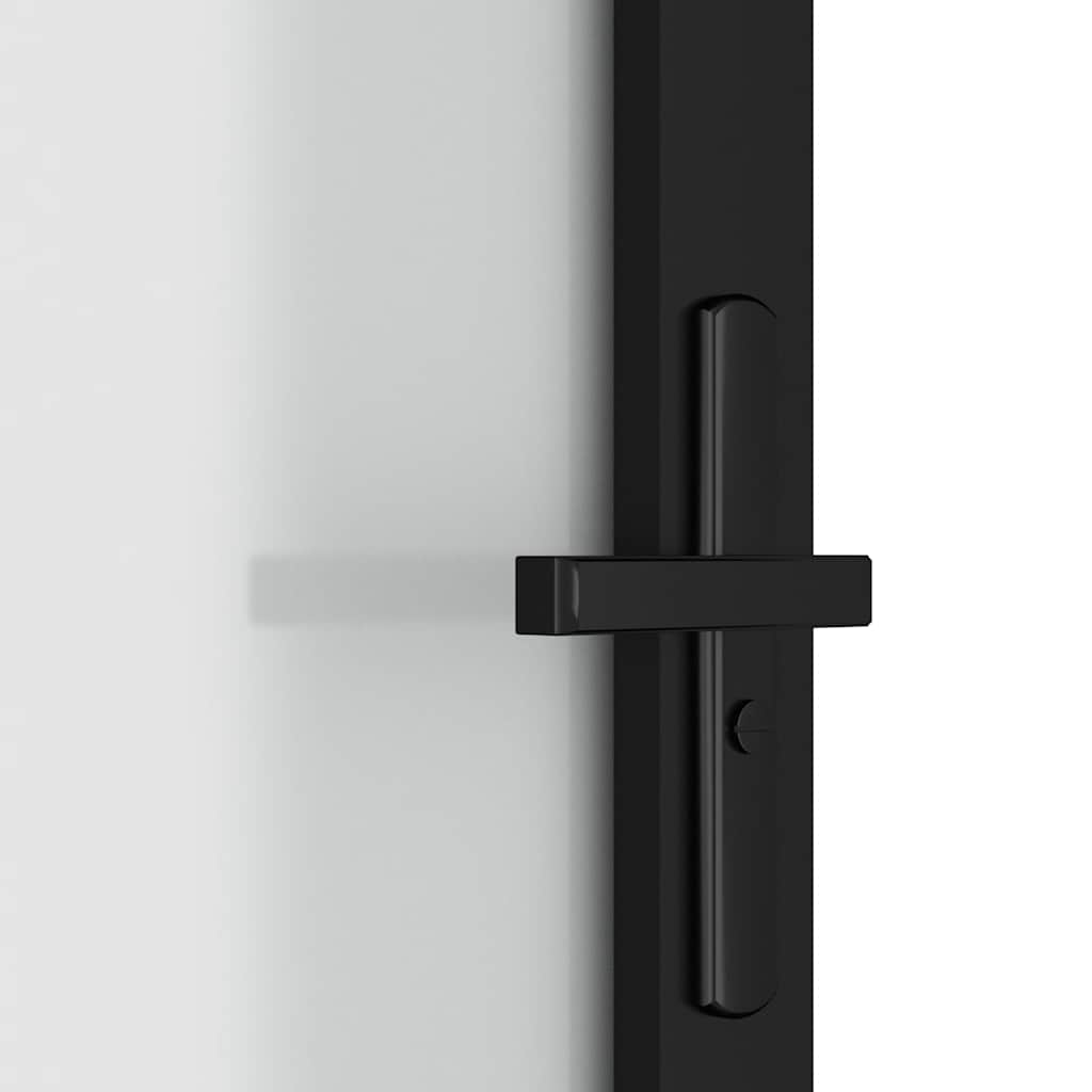 vidaXL Drzwi wewnętrzne, 83x201,5 cm, czarne, matowe szkło i aluminium