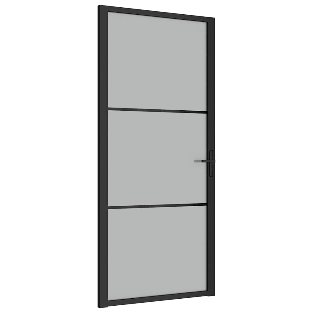 vidaXL Drzwi wewnętrzne, 93x201,5 cm, czarne, matowe szkło i aluminium