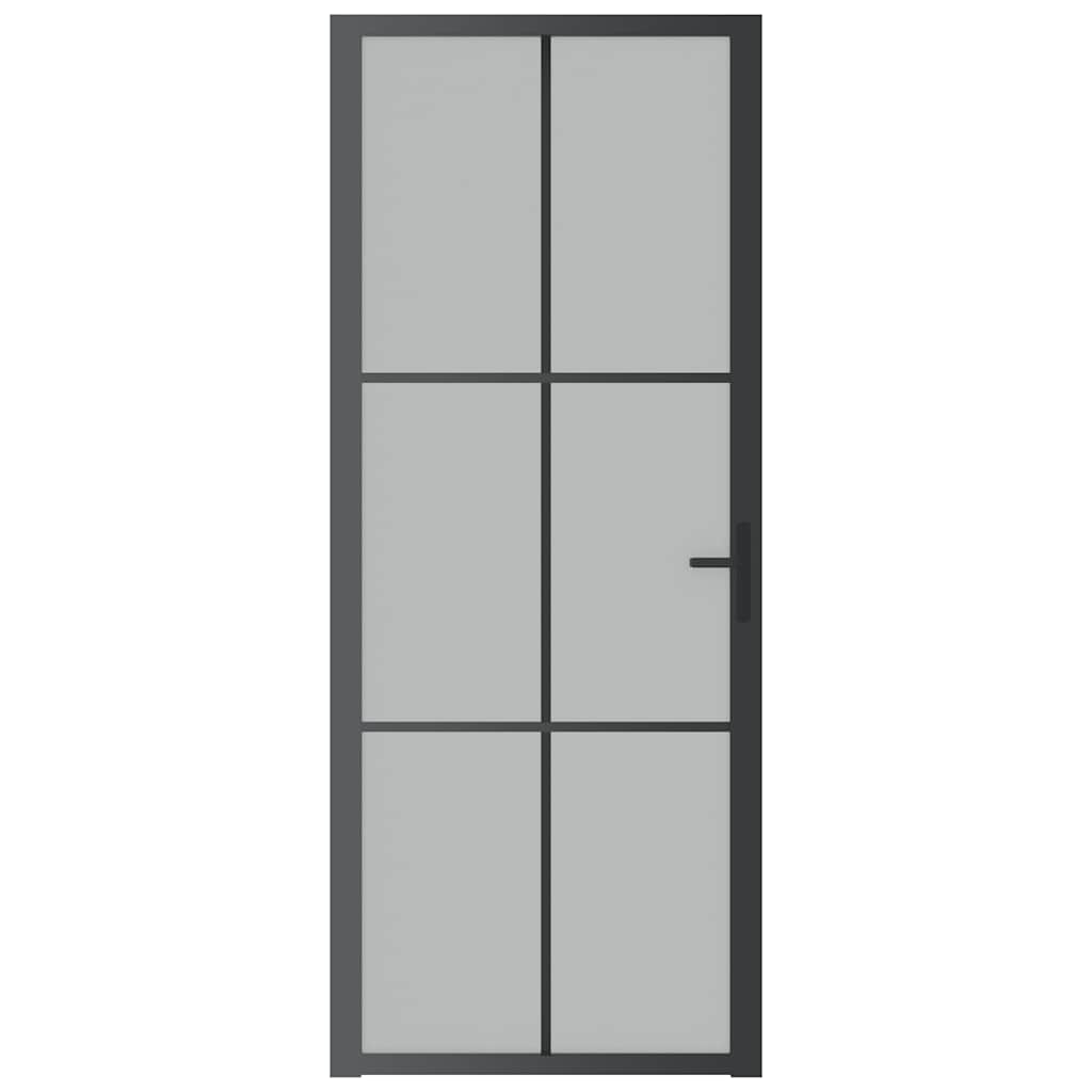 vidaXL Drzwi wewnętrzne, 83x201,5 cm, czarne, matowe szkło i aluminium