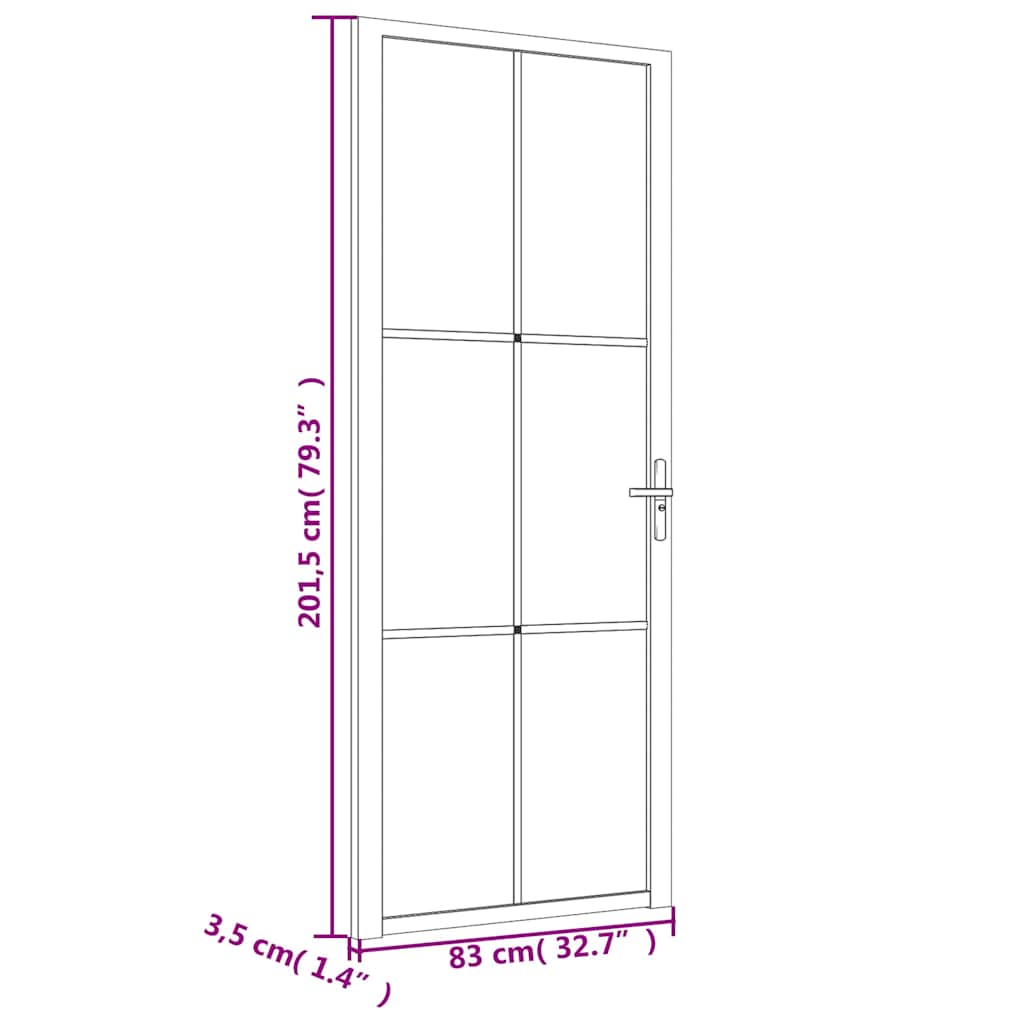 vidaXL Drzwi wewnętrzne, 83x201,5 cm, czarne, matowe szkło i aluminium
