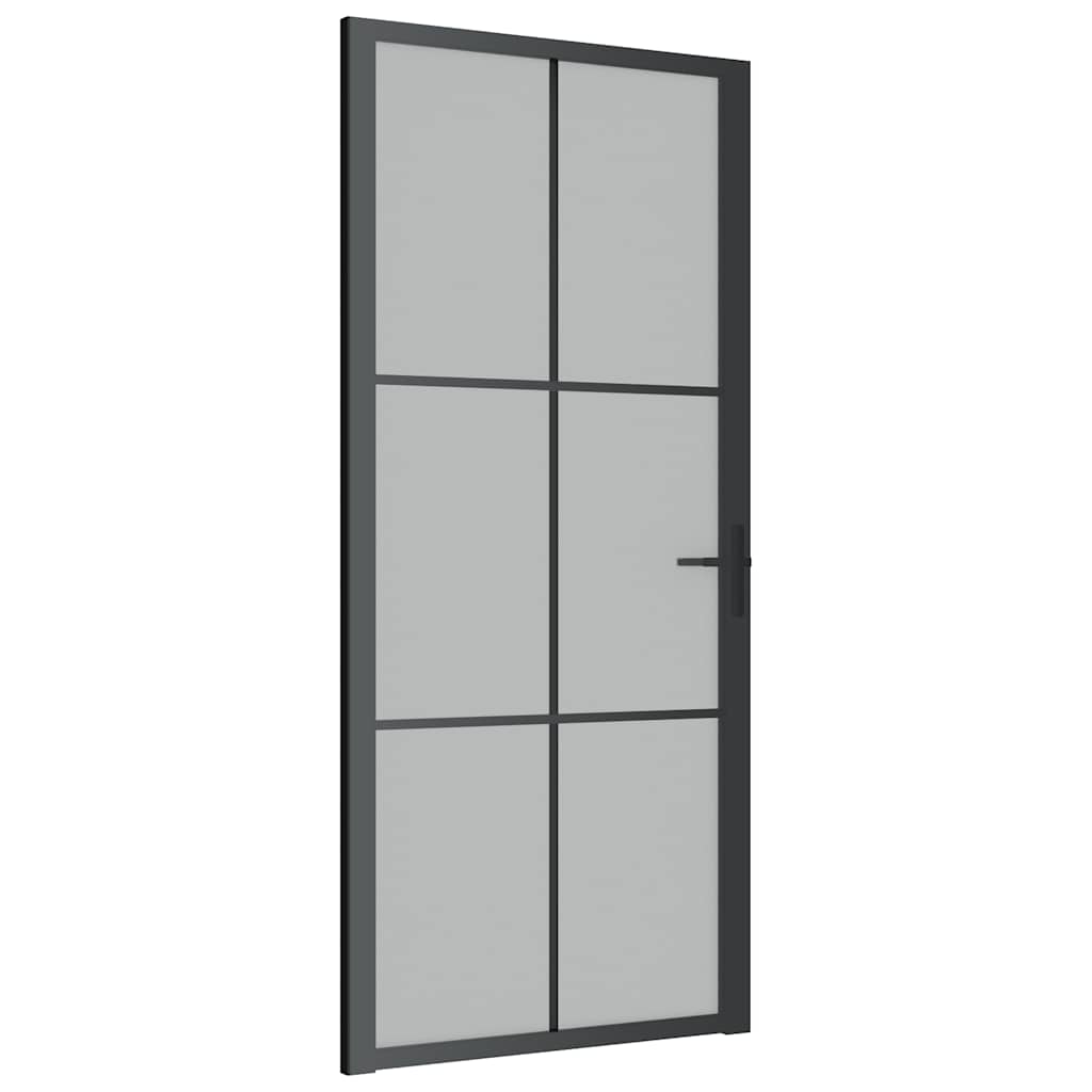 vidaXL Drzwi wewnętrzne, 93x201,5 cm, czarne, matowe szkło i aluminium