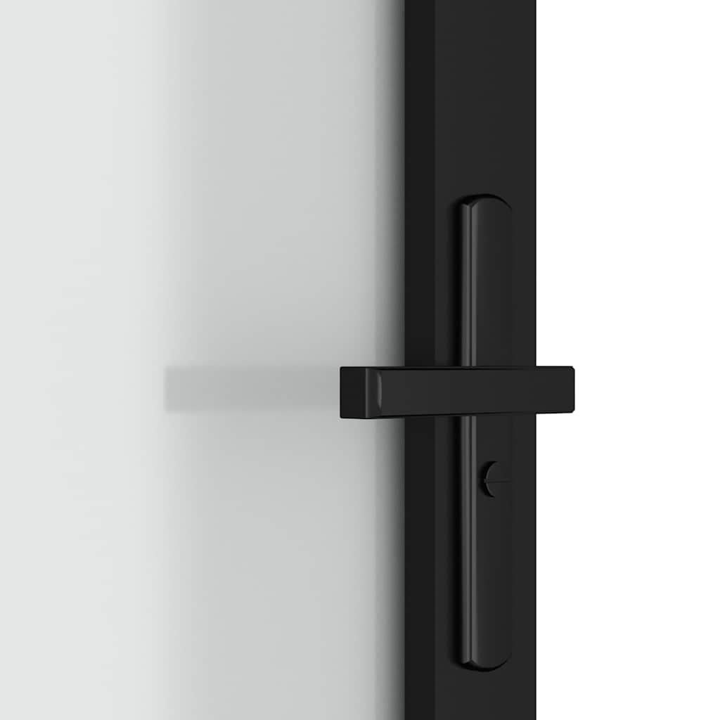 vidaXL Drzwi wewnętrzne, 93x201,5 cm, czarne, matowe szkło i aluminium